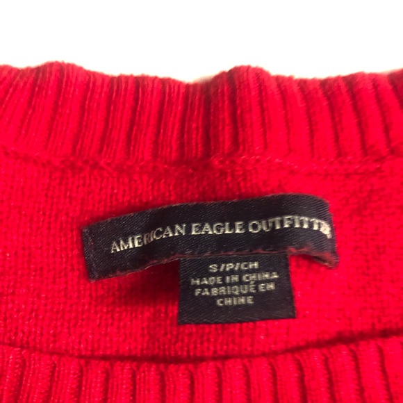 American eagle cotton red knit patterned sweater - Picture 7 of 8